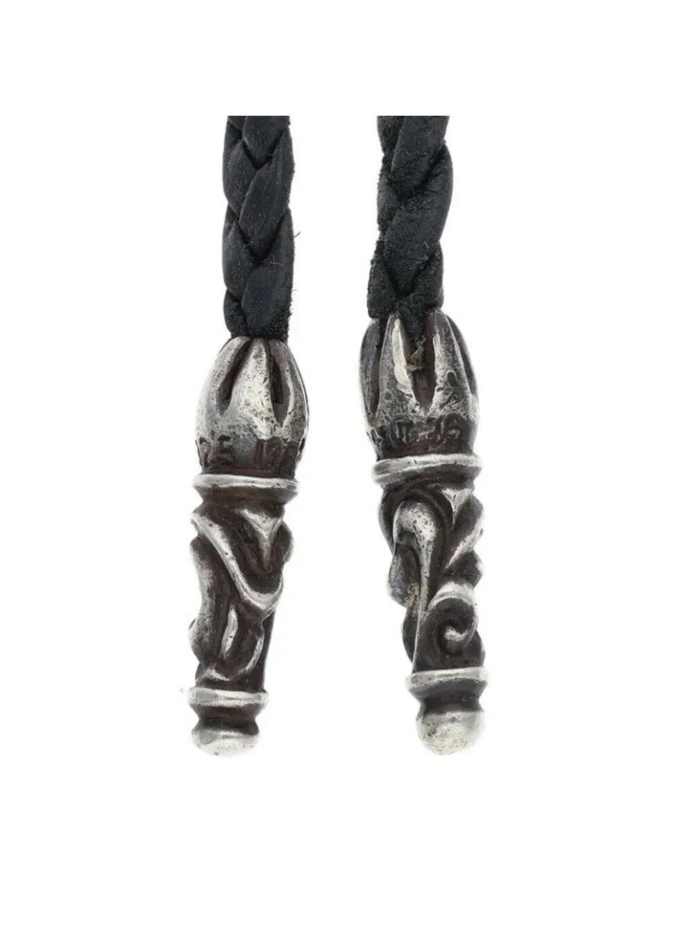 Chrome Hearts Leather Braid Large Scroll Blade Necklace